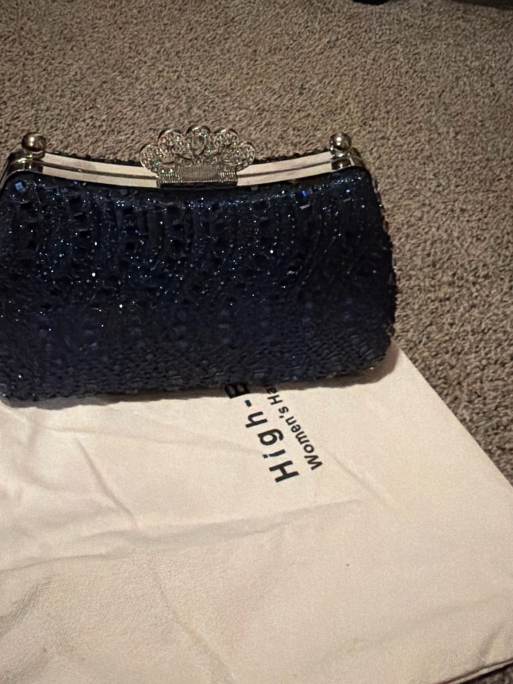 Navy Sequin Evening Clutch